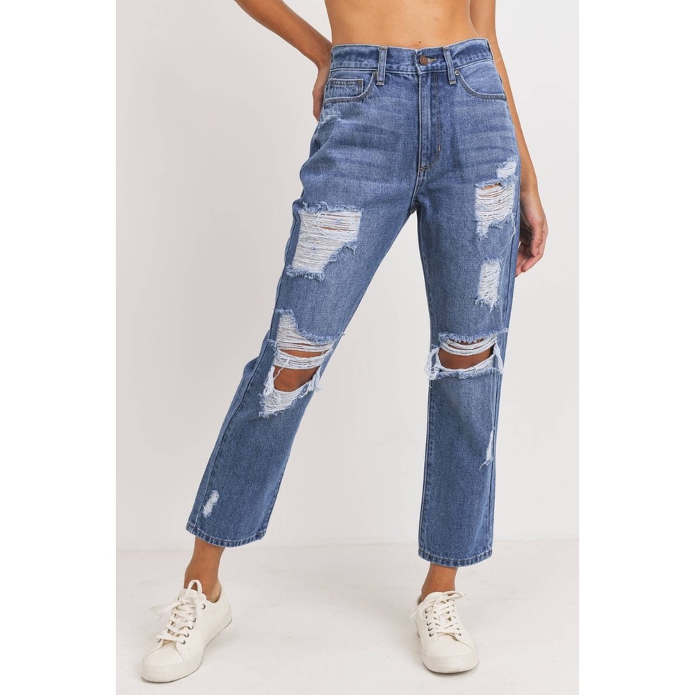 CLEARANCE Kaya Super Destroyed Girlfriend Denim Jeans - Picture 5 of 9